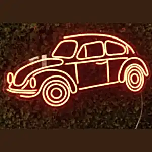 Turuncu Renkli Vosvos Kaplumbağa Klasik Araba Led Neon