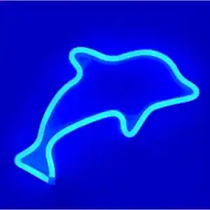 Canlı Mavi Yunus Figürlü Led Neon Duvar Dekoru