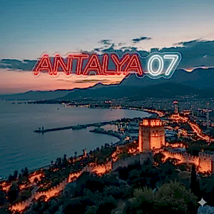 Antalya 07 Yazılı Kırmızı Beyaz Renkli Led Neon Tabela