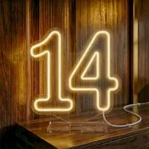 Sayı 14 şeklinde dekoratif gün ışığı renkli LED neon rakam tabela.