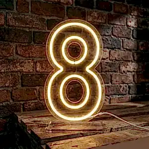 Sayı 8 şeklinde dekoratif gün ışığı renkli LED neon rakam tabela.
