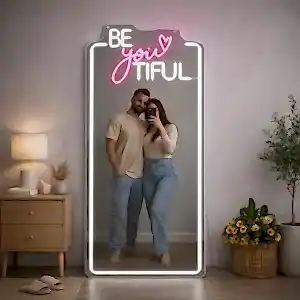 Led Neon Işıklı Dekoratif Ayna Tasarımı